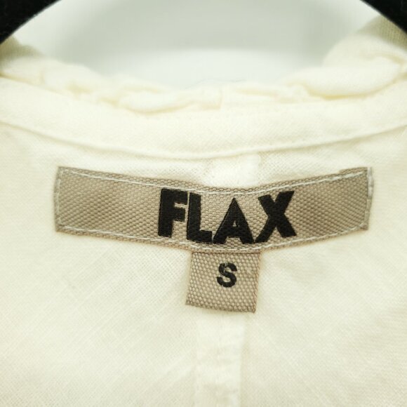 Flax 100% Linen Collared Sleeveless Top S Cream/Off-White - Picture 3 of 11